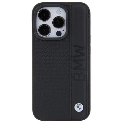 BMW Leather Textured &amp; Stripe iPhone 15 Pro Max Case - Black_2