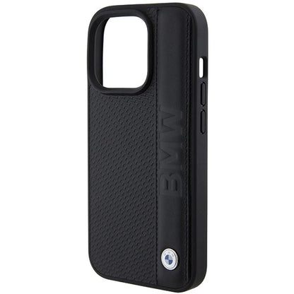 BMW Leather Textured &amp; Stripe iPhone 15 Pro Max Case - Black_5