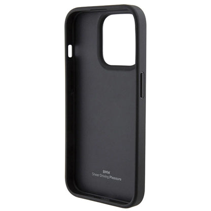 BMW Leather Textured &amp; Stripe iPhone 15 Pro Max Case - Black_6