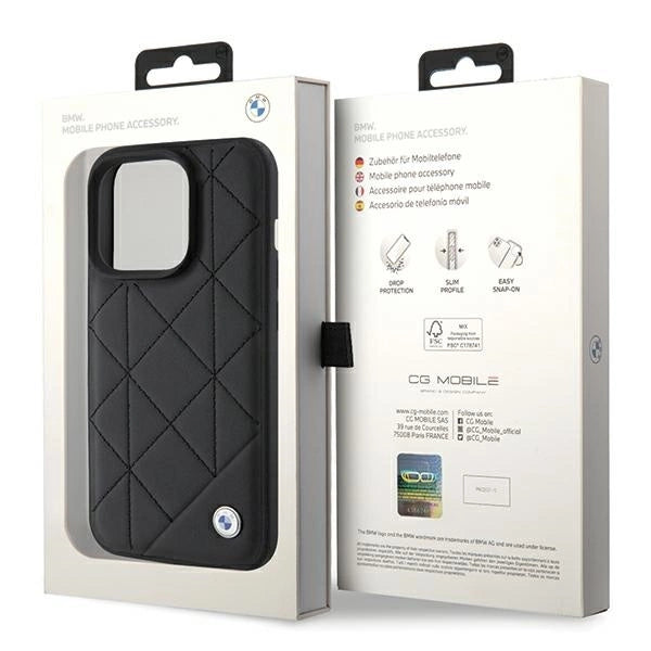 BMW Leather Quilted case for iPhone 15 Pro Max - black_7