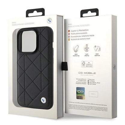 BMW Leather Quilted case for iPhone 15 Pro Max - black_7
