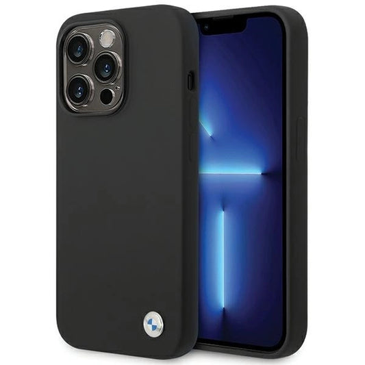 BMW Silicone Metal Logo iPhone 15 Pro Max Case - Black_0