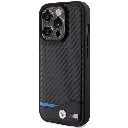 BMW Leather Carbon MagSafe iPhone 15 Pro Case - Black_1