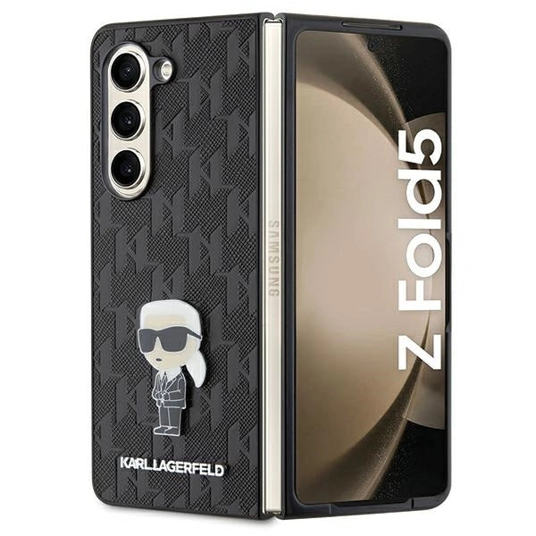 Karl Lagerfeld Saffiano Monogram Ikonik Pin case for Samsung Galaxy Z Fold 5 - black_0