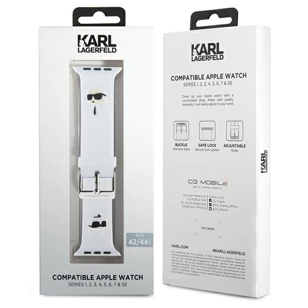 Karl Lagerfeld 3D Rubber Karl&Choupette Heads strap for Apple Watch 42/44/45/49mm - white_3