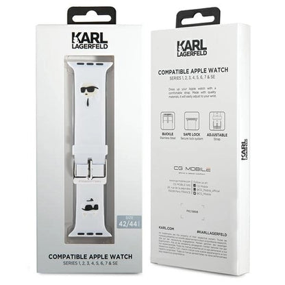 Karl Lagerfeld 3D Rubber Karl&Choupette Heads strap for Apple Watch 42/44/45/49mm - white_3