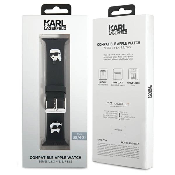 Karl Lagerfeld 3D Rubber Karl&amp;Choupette Heads strap for Apple Watch 38/40/41mm - black_3