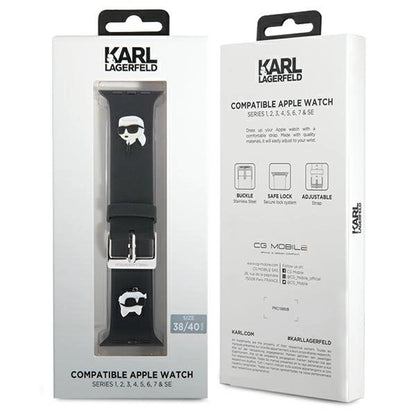 Karl Lagerfeld 3D Rubber Karl&amp;Choupette Heads strap for Apple Watch 38/40/41mm - black_3