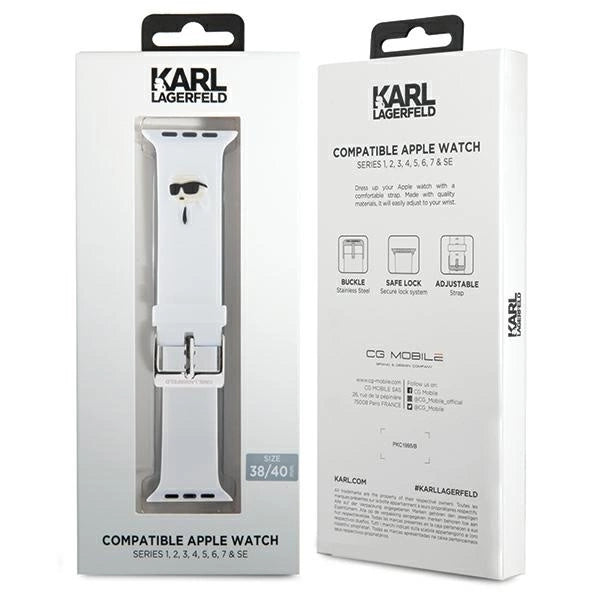 Karl Lagerfeld 3D Rubber Karl Head strap for Apple Watch 38/40/41mm - white_3