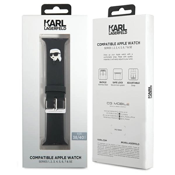 Karl Lagerfeld 3D Rubber Karl Head strap for Apple Watch 38/40/41mm - black_3