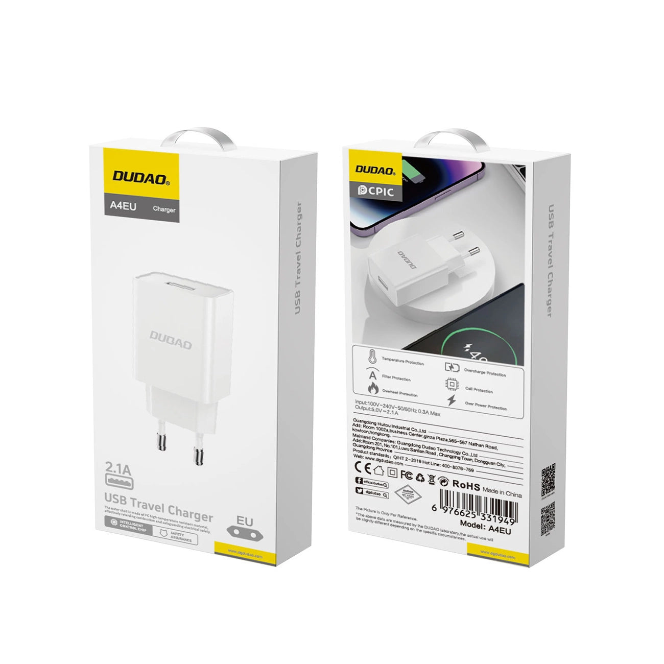 Dudao A4EU USB-A 2.1A wall charger - white_2