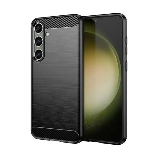Case for Carbon Case Samsung Galaxy S24+ flexible silicone carbon cover - black_0