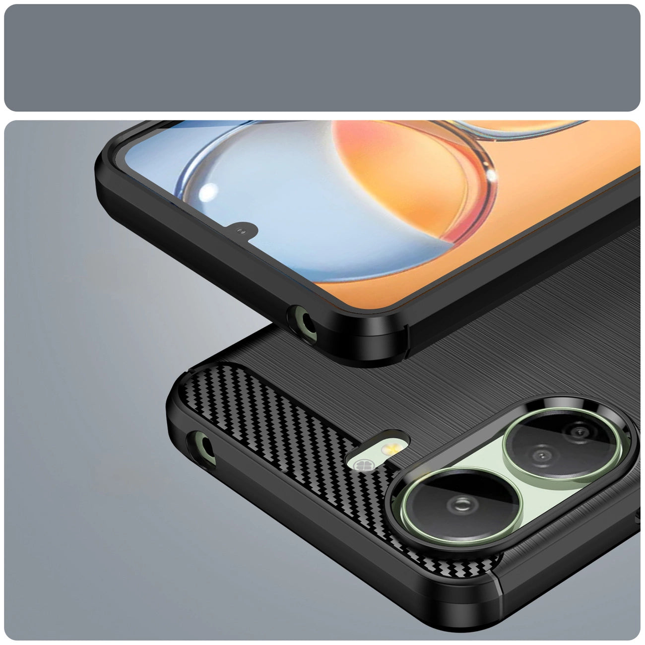 Carbon Case for Xiaomi Redmi 13c Flexible Silicone Carbon Cover - Black_11