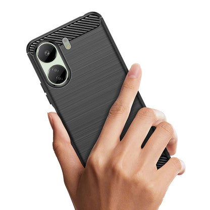 Carbon Case for Xiaomi Redmi 13c Flexible Silicone Carbon Cover - Black_4