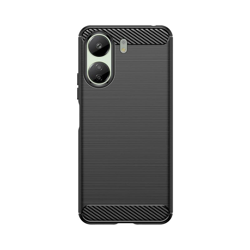 Carbon Case for Xiaomi Redmi 13c Flexible Silicone Carbon Cover - Black_1