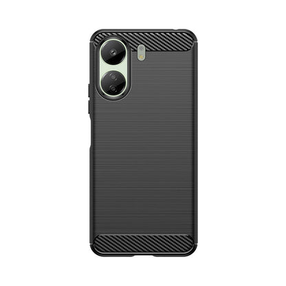 Carbon Case for Xiaomi Redmi 13c Flexible Silicone Carbon Cover - Black_1