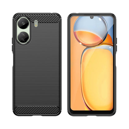 Carbon Case for Xiaomi Redmi 13c Flexible Silicone Carbon Cover - Black_5