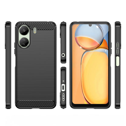 Carbon Case for Xiaomi Redmi 13c Flexible Silicone Carbon Cover - Black_7