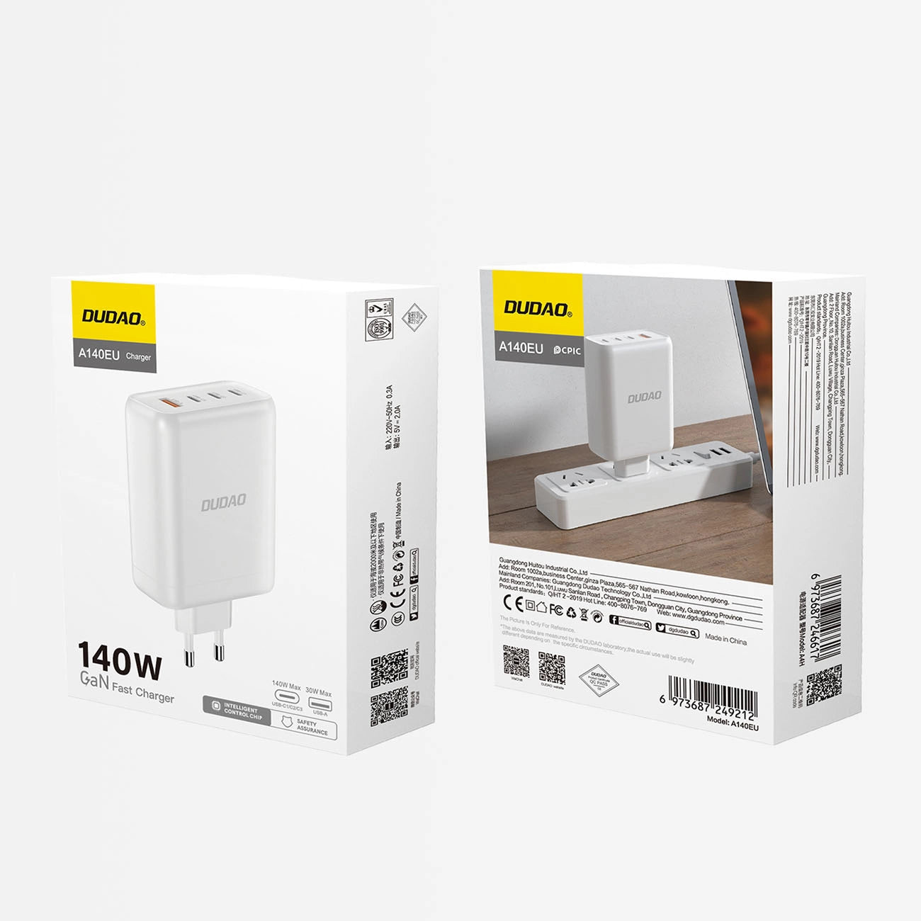 GaN Dudao A140EU USB-A / 3xUSB-C PD 140W charger - white_2