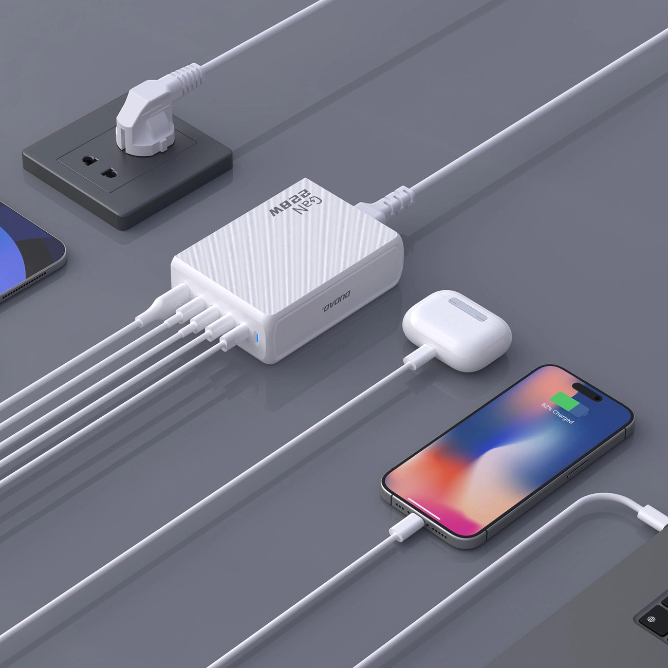 Dudao A228EU GaN charger 1x USB-A 4x USB-C PD 228W - white_7