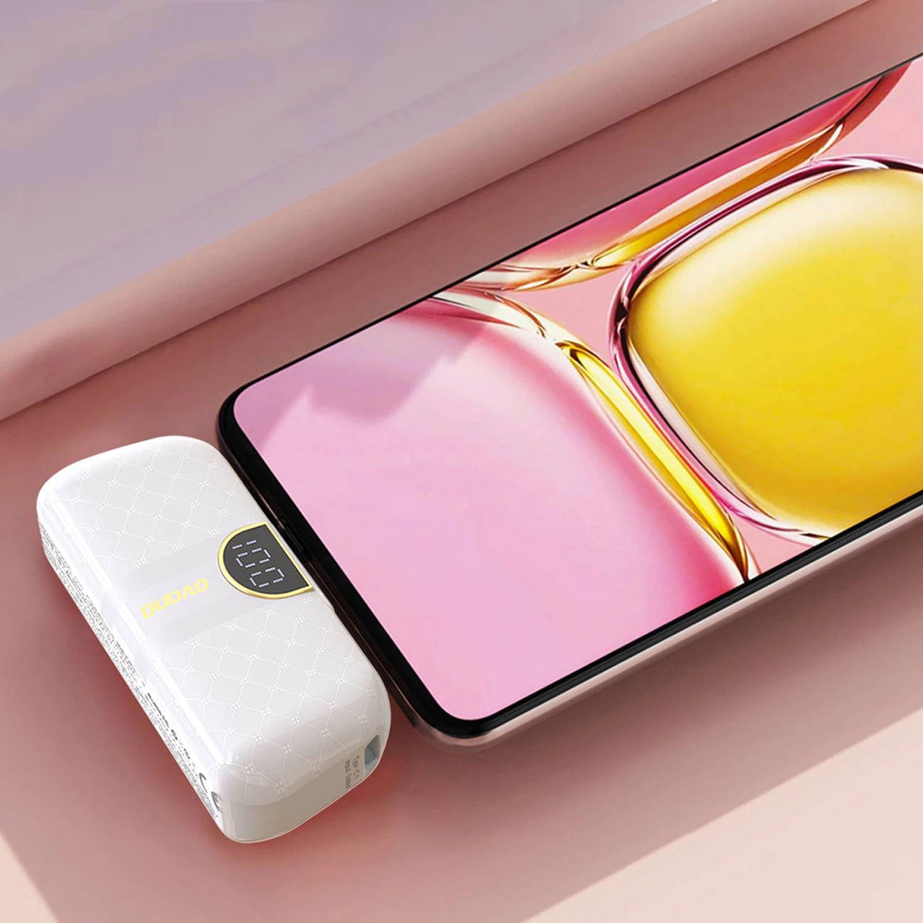 Dudao K20SL 5000mAh mini power bank with Lightning / USB-C connectors - white_2
