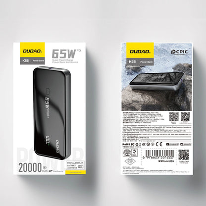 Dudao K65 20000mAh 65W Powerbank 1x USB-C 2x USB-A with display - black_4