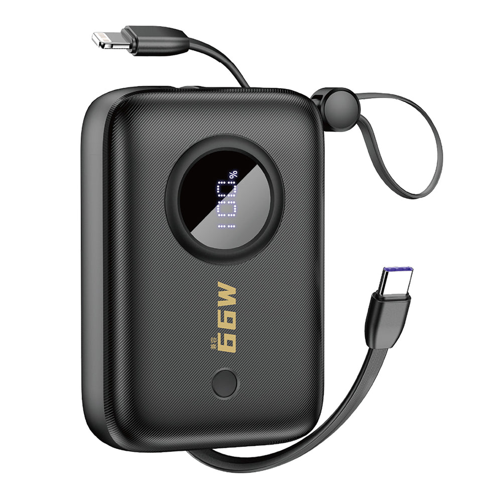 Dudao K14 10000mAh power bank with USB-C / Lightning cables - black_0