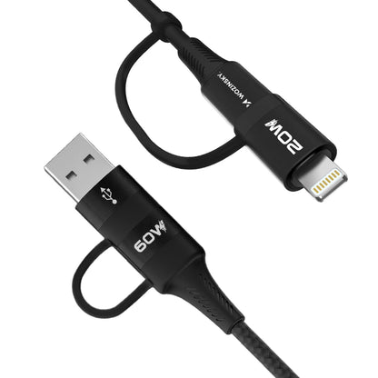 Wozinsky WNBAA 4in1 cable 2x USB-C 1x USB-A 1x Lightning 60W 1 m - black_1