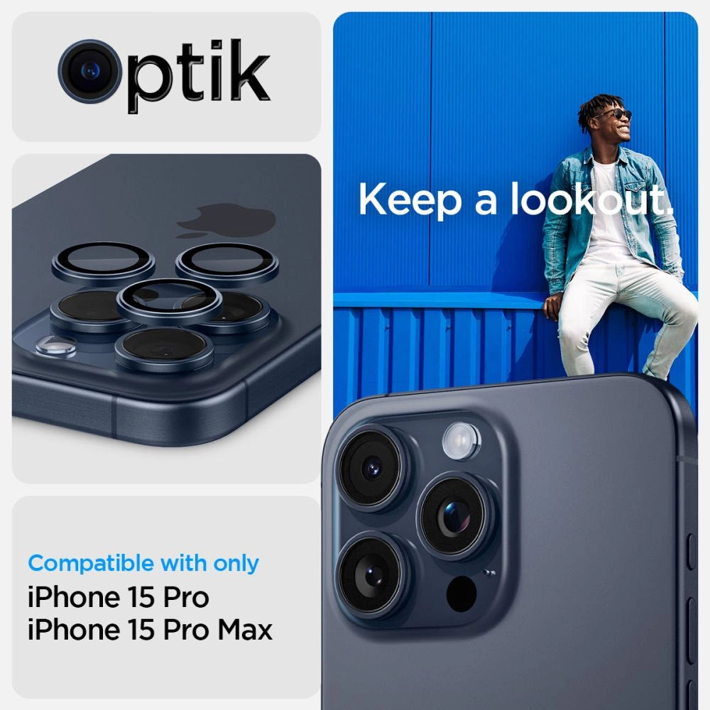 Spigen Optik.tR EZ Fit Camera Protector for iPhone 14 Pro / Pro Max / 15 Pro / Pro Max - Titanium Blue 2 pcs._6