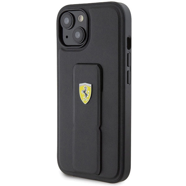 Ferrari Grip Stand Metal Logo case for iPhone 15 - black_1