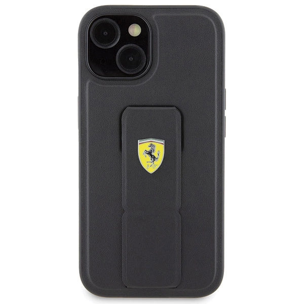 Ferrari Grip Stand Metal Logo case for iPhone 15 - black_2