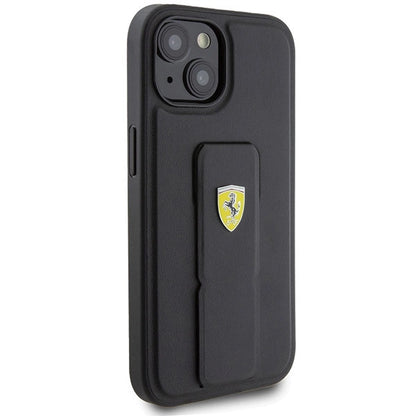 Ferrari Grip Stand Metal Logo case for iPhone 15 - black_3