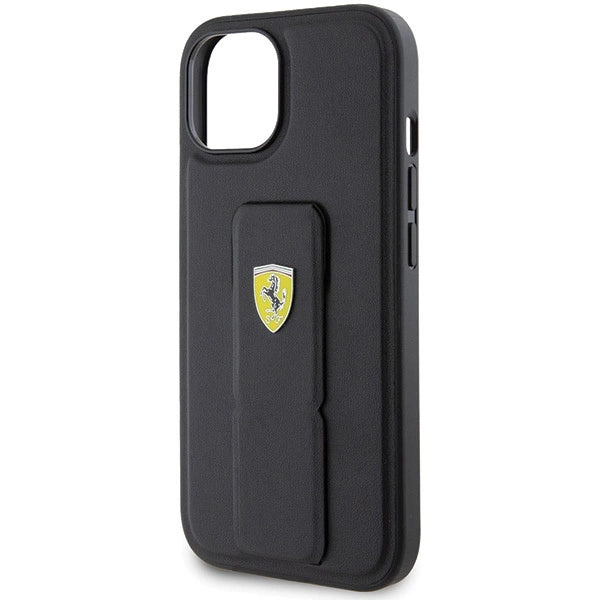 Ferrari Grip Stand Metal Logo case for iPhone 15 - black_5