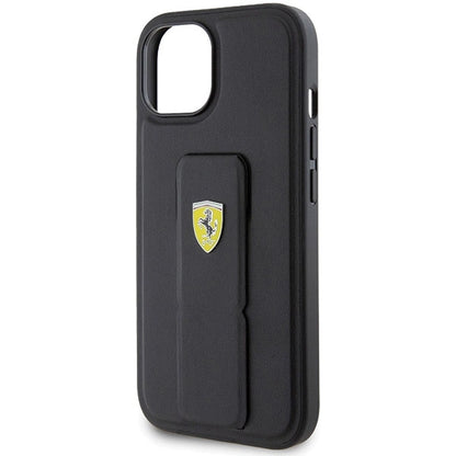 Ferrari Grip Stand Metal Logo case for iPhone 15 - black_5