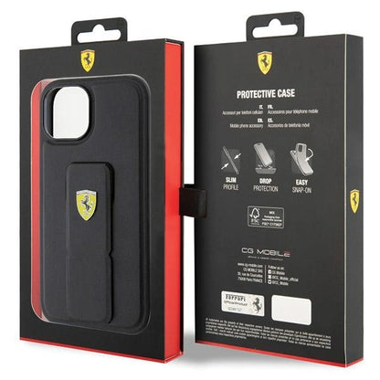 Ferrari Grip Stand Metal Logo case for iPhone 15 - black_7