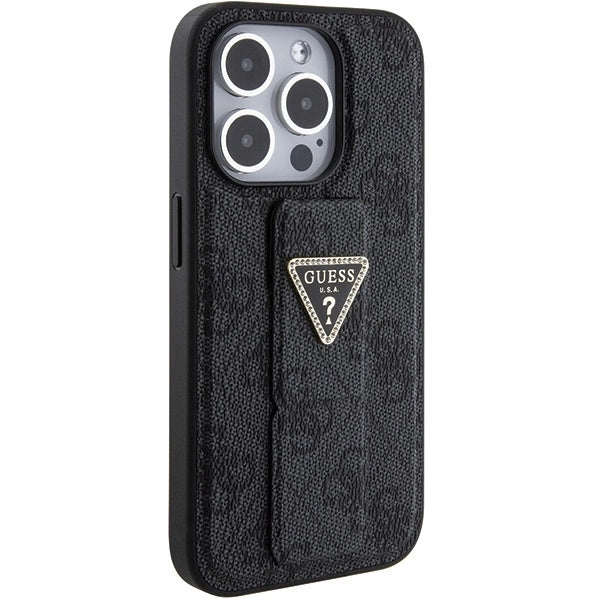 Guess Grip Stand 4G Triangle Strass case for iPhone 15 Pro - black_4