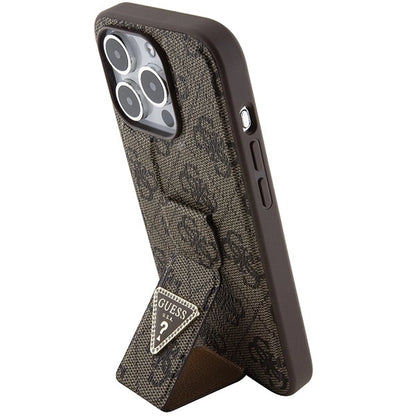 Guess Grip Stand 4G Triangle Strass case for iPhone 15 Pro - brown_1