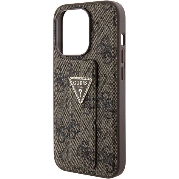 Guess Grip Stand 4G Triangle Strass case for iPhone 15 Pro - brown_6