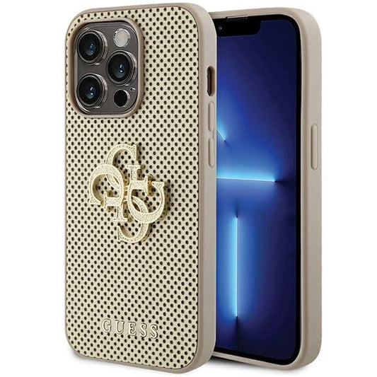 Guess Perforated 4G Glitter case for iPhone 15 Pro - gold_0