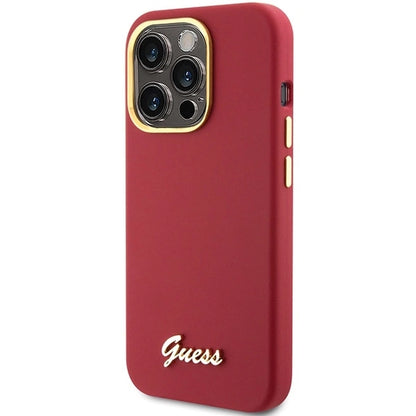 Guess Silicone Script Metal Logo & Frame case for iPhone 15 Pro - red_1