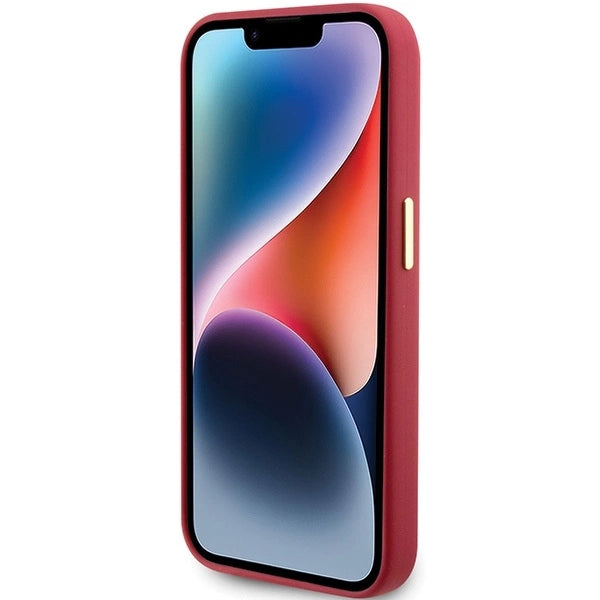 Guess Silicone Script Metal Logo & Frame case for iPhone 15 Pro - red_4