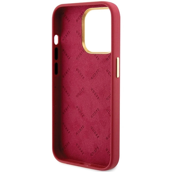 Guess Silicone Script Metal Logo & Frame case for iPhone 15 Pro - red_6