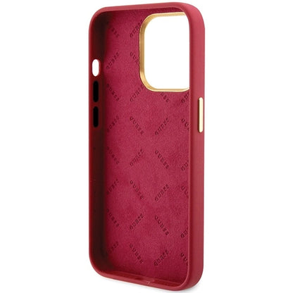 Guess Silicone Script Metal Logo & Frame case for iPhone 15 Pro - red_6