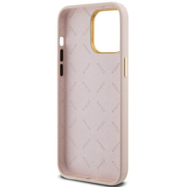 Guess Silicone Script Metal Logo & Frame case for iPhone 15 Pro - pink_6