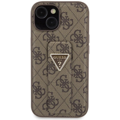 Guess Grip Stand 4G Triangle Strass case for iPhone 15 - brown_2