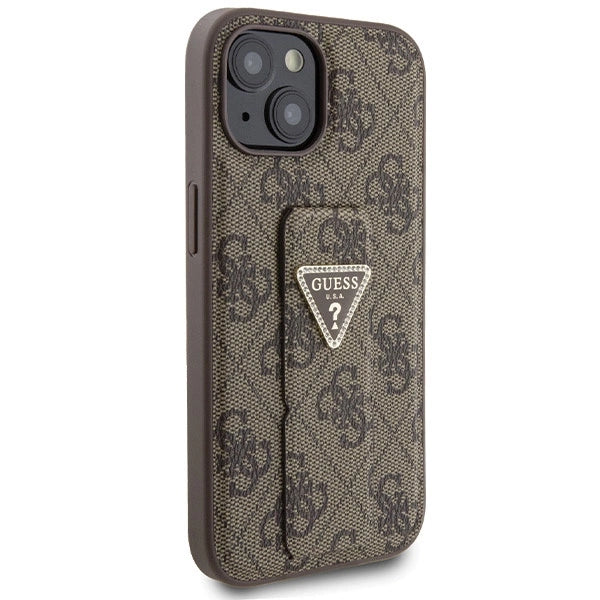 Guess Grip Stand 4G Triangle Strass case for iPhone 15 - brown_3