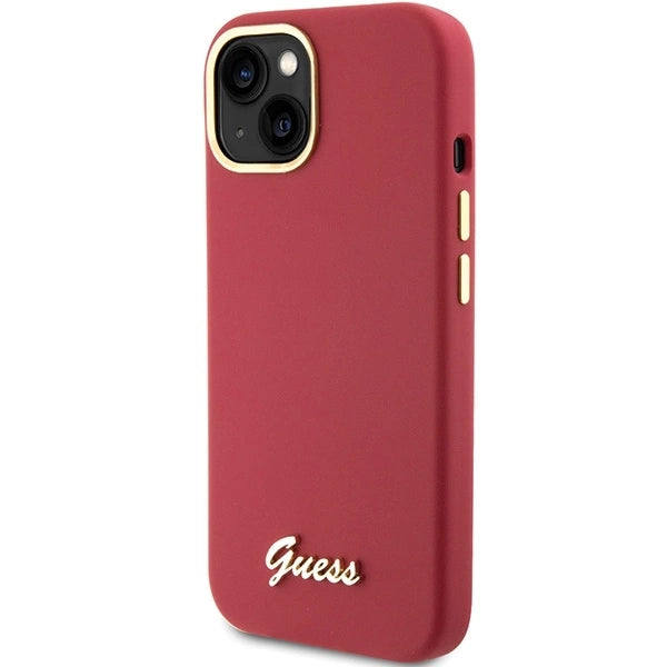 Guess Silicone Script Metal Logo &amp; Frame case for iPhone 15 - red_1