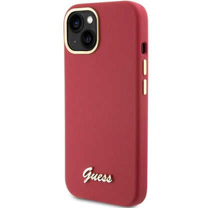 Guess Silicone Script Metal Logo &amp; Frame case for iPhone 15 - red_1