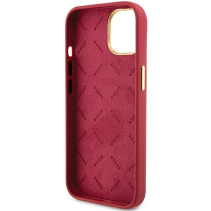 Guess Silicone Script Metal Logo &amp; Frame case for iPhone 15 - red_6