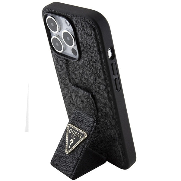 Guess Grip Stand 4G Triangle Strass case for iPhone 15 Pro Max - black_1